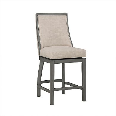 Katherine 25.5 In. High Back Wood 40.74 In. Swivel Counter Stool With Fabric Seat