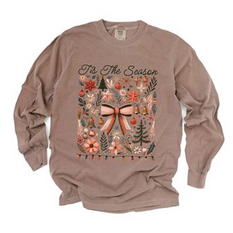 Tis The Season Coquette Garment Dyed Long Sleeve Tees