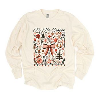 Tis The Season Coquette Garment Dyed Long Sleeve Tees