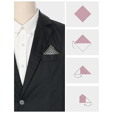 Men's Houndstooth Handkerchiefs Self-Fold Pocket Square for Suit Formal 1 Pcs