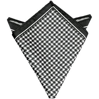 Men's Houndstooth Handkerchiefs Self-Fold Pocket Square for Suit Formal 1 pc