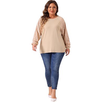 Plus Size Sequin Tops for Women Long Sleeve Shimmer Glitter Party Shirts Blouses