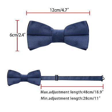 Men's Velvet Adjustable Pre-Tied Bow Tie Solid Color Pocket Square Set for Formal