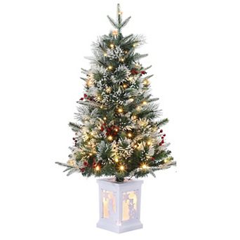 3FT Artificial Mini Christmas Tree with Snowman Light Box Base with 78 pc 8 Mode Warm White Light