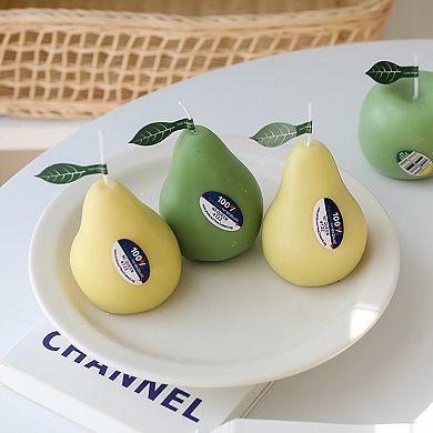 Pear Shaped Scented Candle - Set of 2, Fruity Fragrance, Realistic Design