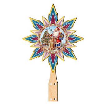 American-inspired Santa Tree Topper Wooden Decor by G. Debrekht