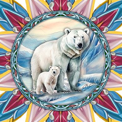 Polar Bear with Cub Star Tree Topper Wooden Decor by G. Debrekht