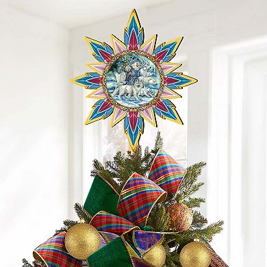 Cool Winds Father Winter Animals Tree Topper Wooden Decor by J. Bergsma