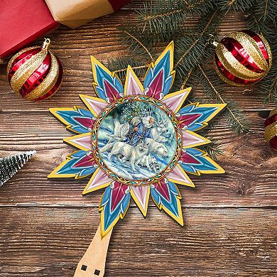 Cool Winds Father Winter Animals Tree Topper Wooden Decor by J. Bergsma