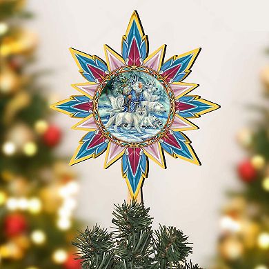 Cool Winds Father Winter Animals Tree Topper Wooden Decor by J. Bergsma