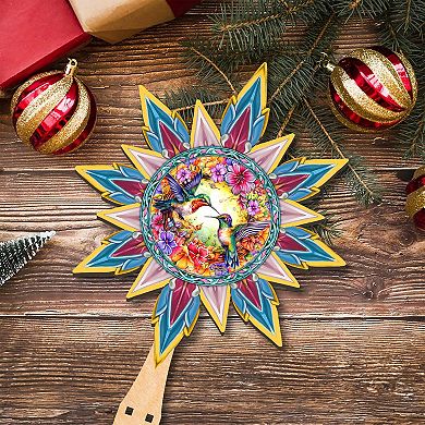 Hummingbird Heaven Star Tree Topper Wooden Decor by G. Debrekht