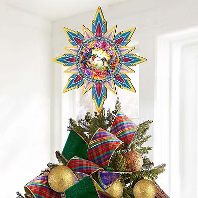 Hummingbird Heaven Star Tree Topper Wooden Decor by G. Debrekht
