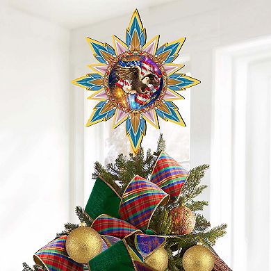 American Patriotic Eagle Tree Topper Wooden Decor by D. Gelsinger