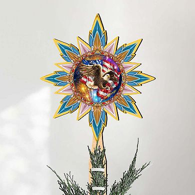 American Patriotic Eagle Tree Topper Wooden Decor by D. Gelsinger