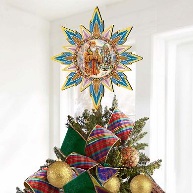Italian-inspired Santa Tree Topper Wooden Decor by G. Debrekht