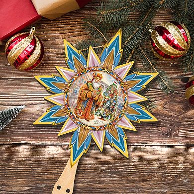 Italian-inspired Santa Tree Topper Wooden Decor by G. Debrekht