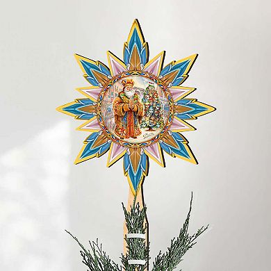 Italian-inspired Santa Tree Topper Wooden Decor by G. Debrekht