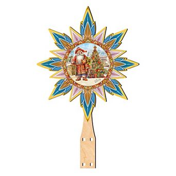 Spanish-inspired Santa Tree Topper Wooden Decor by G. Debrekht