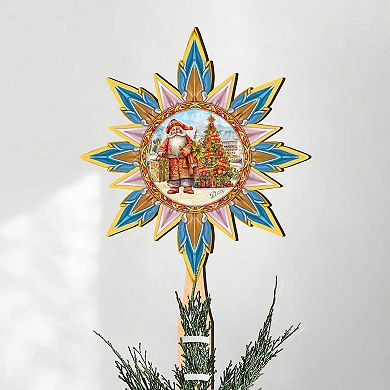 Spanish-inspired Santa Tree Topper Wooden Decor by G. Debrekht
