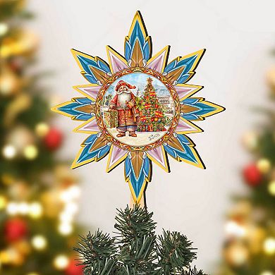 Spanish-inspired Santa Tree Topper Wooden Decor by G. Debrekht