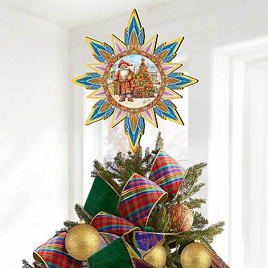 Spanish-inspired Santa Tree Topper Wooden Decor by G. Debrekht