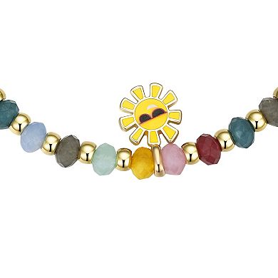 Care Bears Gold Tone Multi Color Beaded Funshine Bear "BFF" Sun Stretch Bracelet