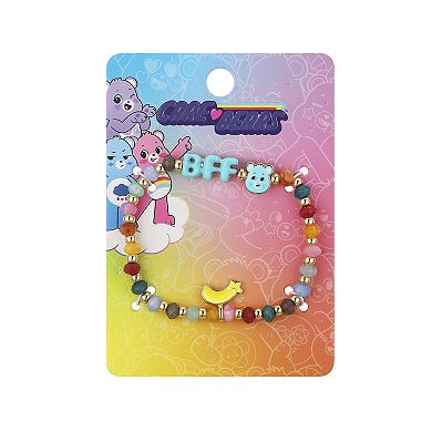 Care Bears Gold Tone Multi Color Beaded Wish Bear "BFF" Shooting Star Stretch Bracelet