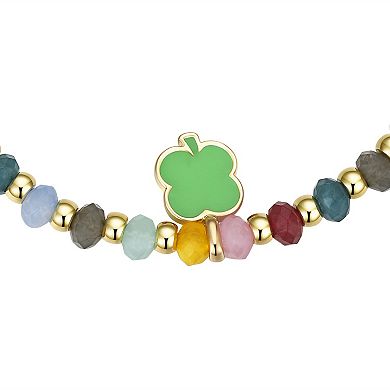Care Bears Gold Tone Multi Color Beaded Good Luck Bear "BFF" Clover Stretch Bracelet