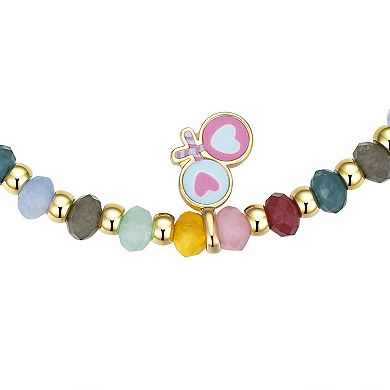 Care Bears Gold Tone Multi Color Beaded Share Bear "BFF" Lollipop Stretch Bracelet