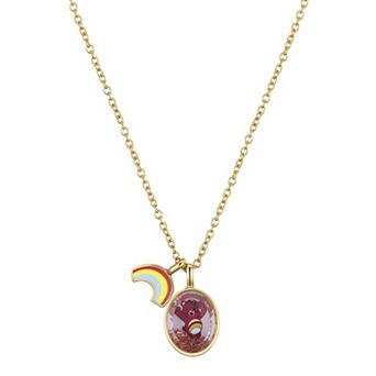 Care Bears Gold Tone Crystal Cheer Bear Rainbow Shaker Pendant Necklace