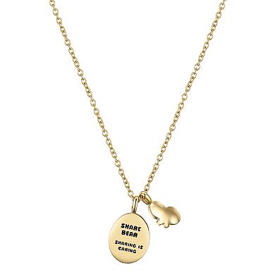 Care Bears Gold Tone Crystal Share Bear Lollipop Shaker Pendant Necklace