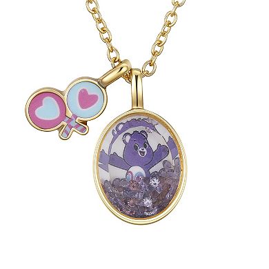 Care Bears Gold Tone Crystal Share Bear Lollipop Shaker Pendant Necklace