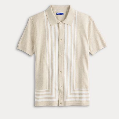 Men's Apt. 9® Knit Button-Up Placement Stripe Shirt