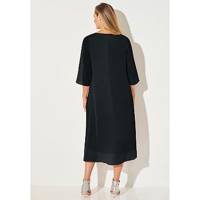 Catherines Women's Plus Size Midnight Dazzle Mesh Flyaway Dress