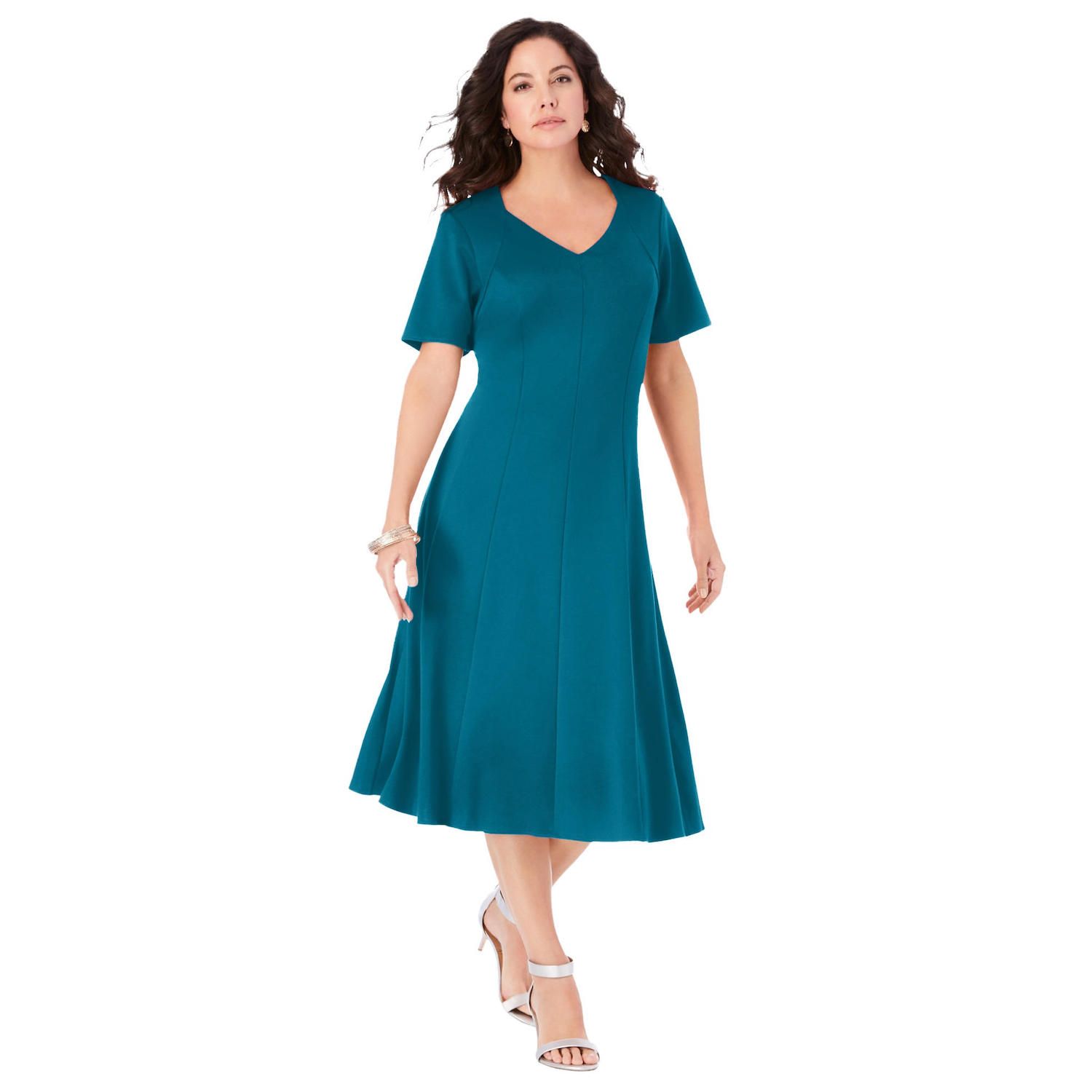 Женские платья Roaman's Plus Size Ponte Flared Dress