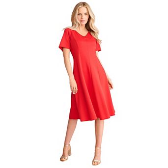 Roaman's Women's Plus Size Ponte Flared Dress