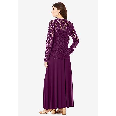 Roaman's Women's Plus Size Lace Jacket Gown