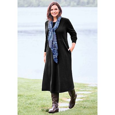 a line summer dress plus size Women's Taupe Striped Dress With Brown Sweater Cardigan Large main image 0