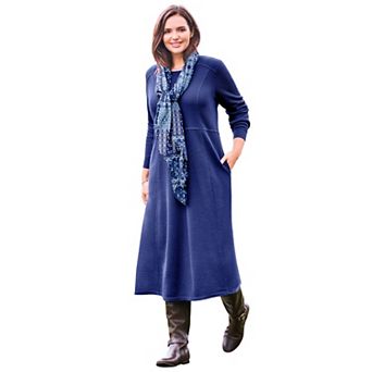 Woman Within Plus Size Thermal Knit A-Line Dress