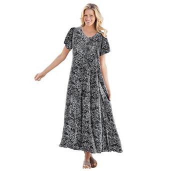 Woman Within Plus Size Petite Short-Sleeve Crinkle Dress