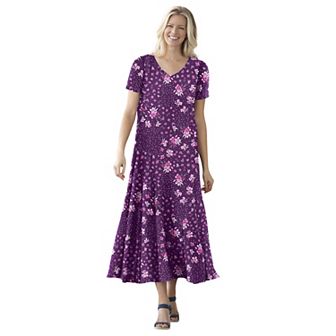 Woman Within Plus Size Petite Short-Sleeve Crinkle Dress