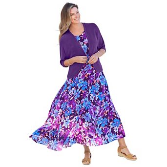 Woman Within Plus Size Petite Short-Sleeve Crinkle Dress