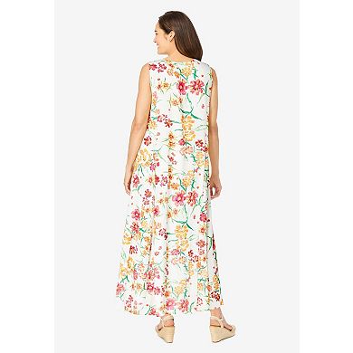 Woman Within Plus Size Petite Sleeveless Crinkle Dress