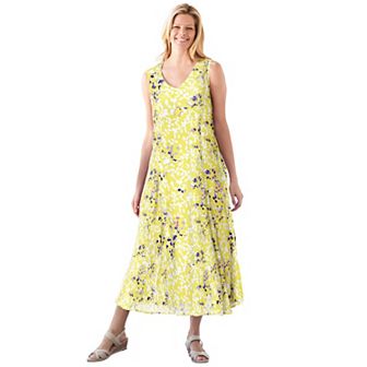 Woman Within Plus Size Petite Sleeveless Crinkle Dress