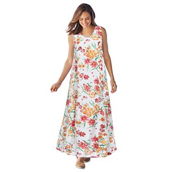 Woman Within Plus Size Petite Sleeveless Crinkle Dress