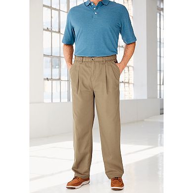 KingSize Men's Big & Tall Knockarounds Full-Elastic Waist Pleated Pants