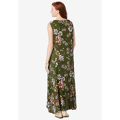 Woman Within Plus Size Sleeveless Crinkle Dress