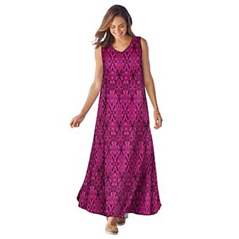 Woman Within Plus Size Sleeveless Crinkle Dress