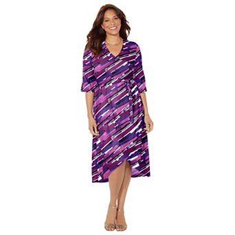 Catherines Women's Plus Size Petite Easy Faux Wrap Dress