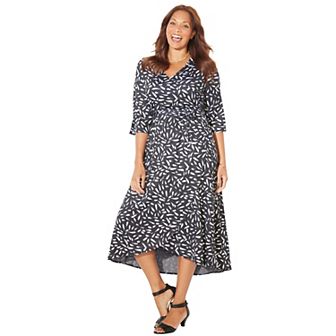 Catherines Women's Plus Size Easy Faux Wrap Dress